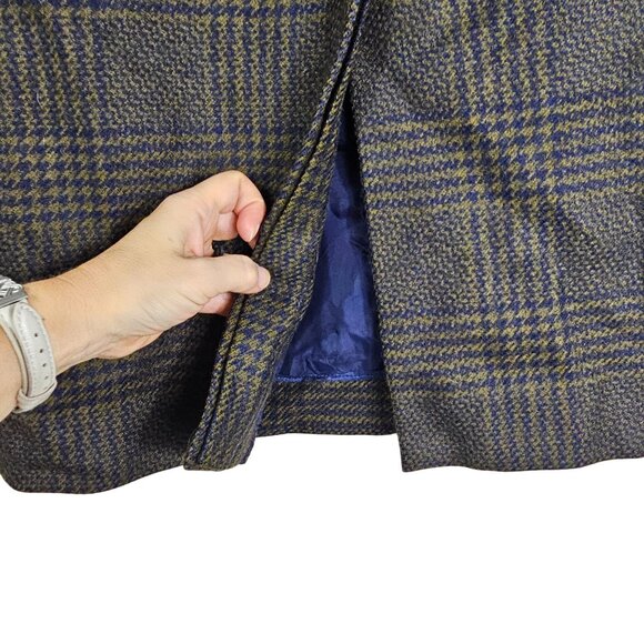 VTG 70s Christian Dior Wool Houndstooth Plaid Skirt 4 Dark Academia Preppy Tweed - Picture 9 of 10